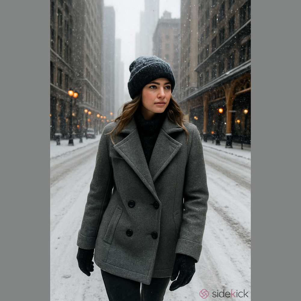 Braetan Gray Hooded Pea Coat Women's Medium